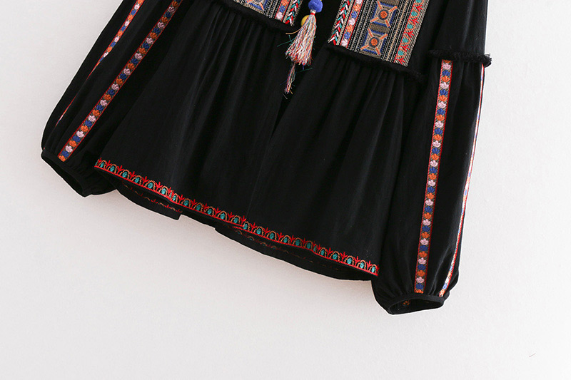 Fashion Black Embroidery Design Long Sleeves Coat,Coat-Jacket