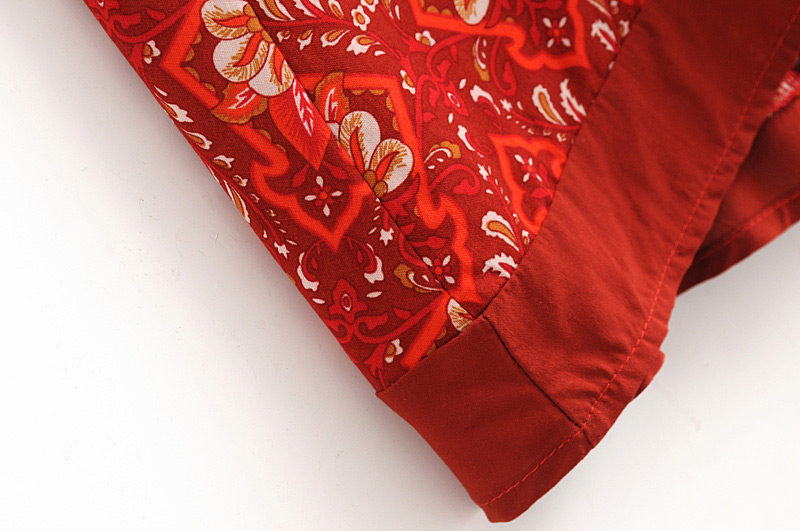 Fashion Red Flowers Decorated V Neckline Dress,Long Dress