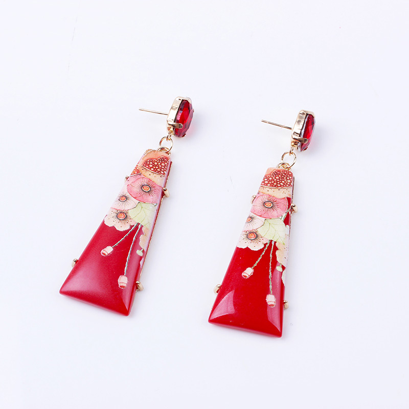 Vintage Pink Lotus Leaf Pattern Decorated Earrings,Drop Earrings