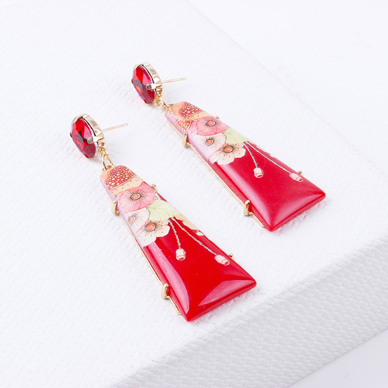 Vintage Pink Lotus Leaf Pattern Decorated Earrings,Drop Earrings