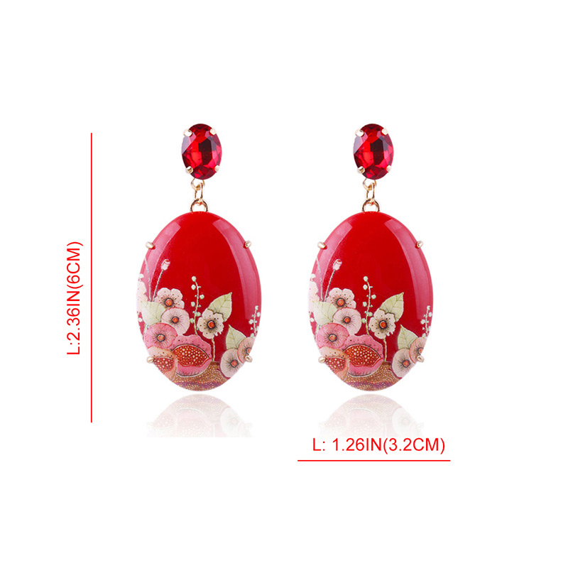 Vintage Pink Flowers Pattern Decorated Earrings,Drop Earrings