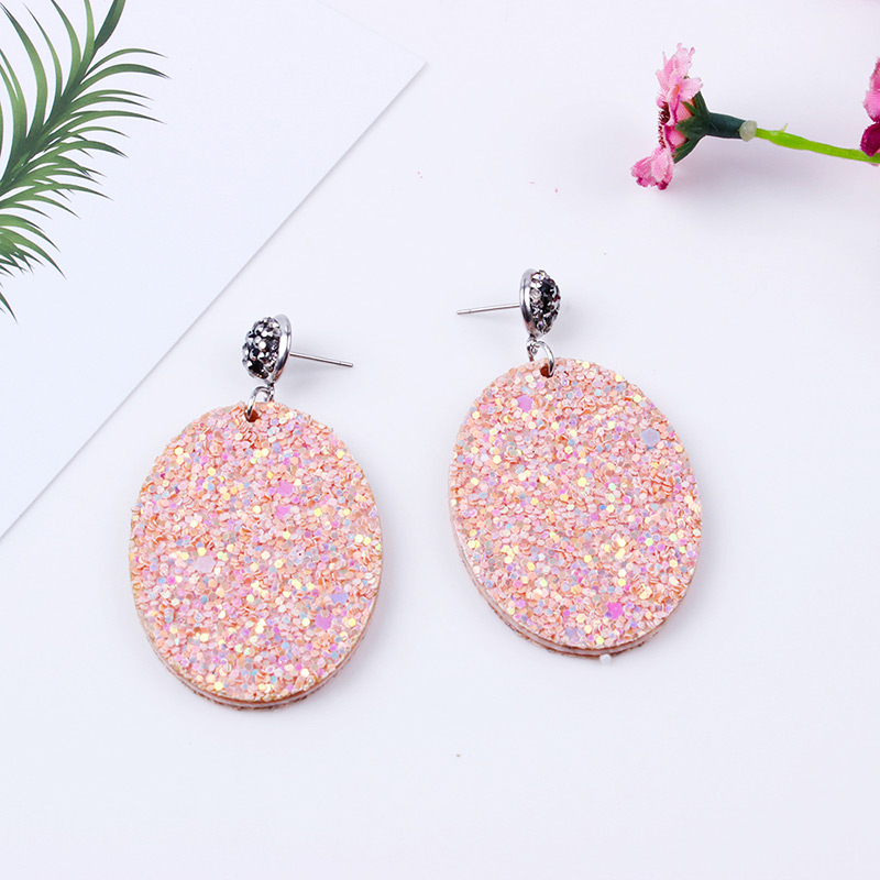 Elegant Pink Oval Shape Design Pure Color Earrings,Drop Earrings