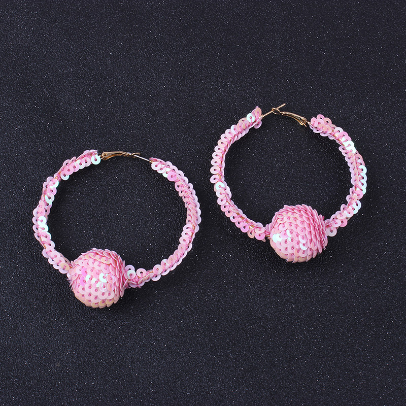 Elegant White Balls Decorated Circular Ring Earrings,Hoop Earrings