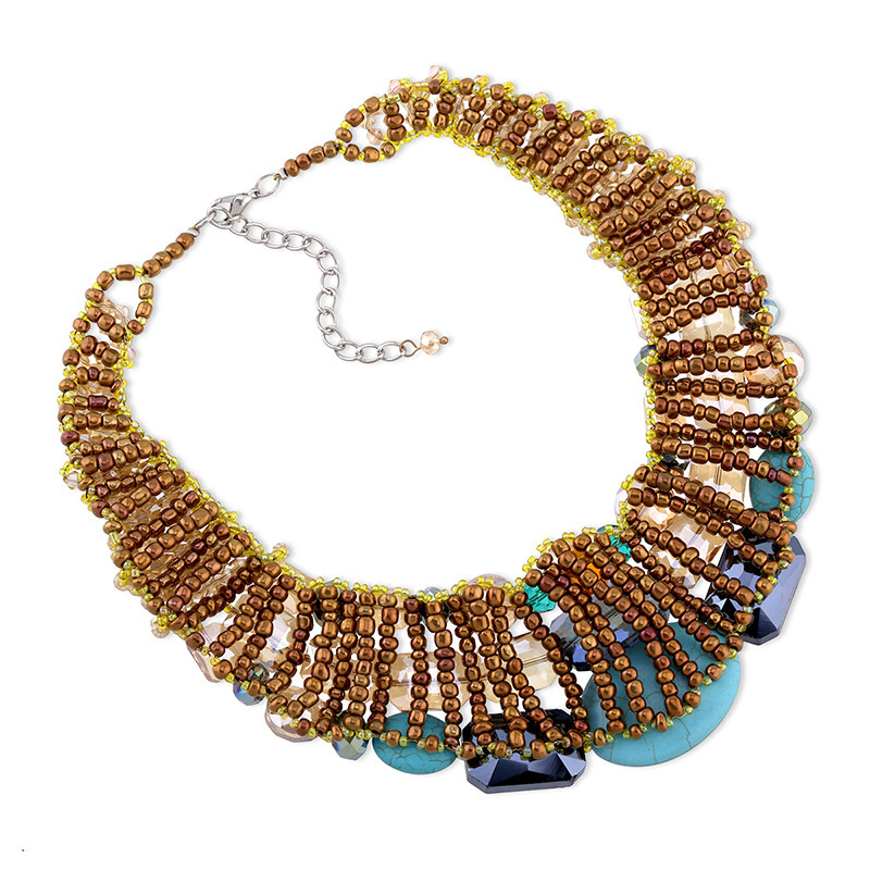 Elegant Multi-color Geometric Shape Decorated Color Matching Necklace,Bib Necklaces