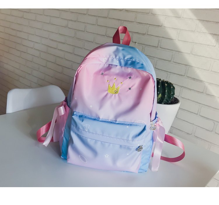 Fashion Pink Embroidered Crown Decorated Backpack,Backpack