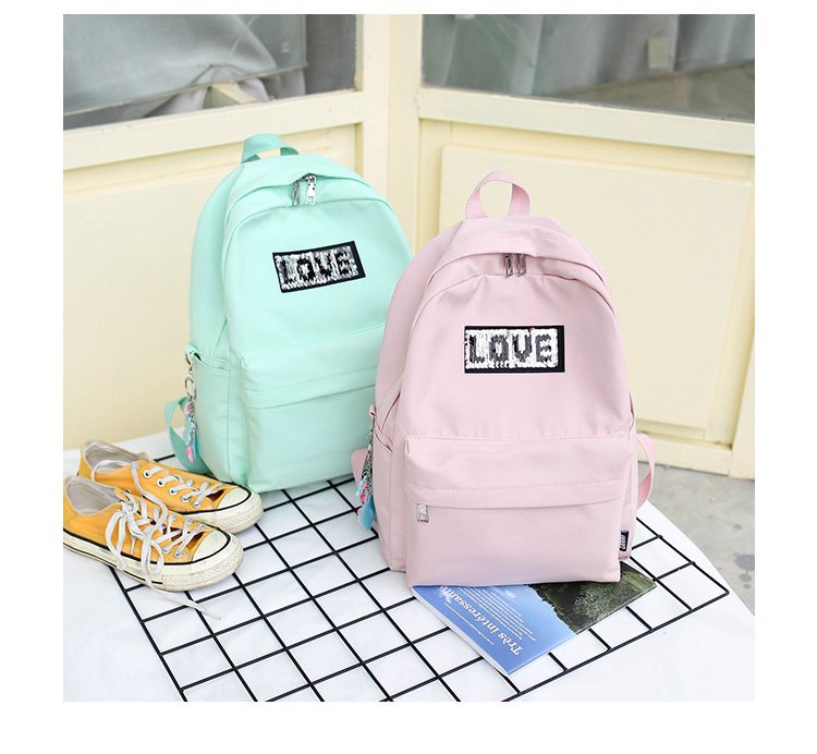Lovely Light Gray Love Pattern Decorated Backpack,Backpack