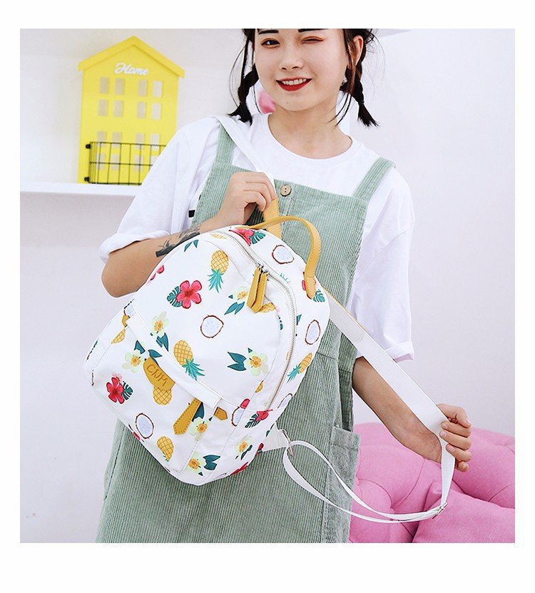 Fashion White Pineapple&bananas Pattern Decorated Backpack,Backpack