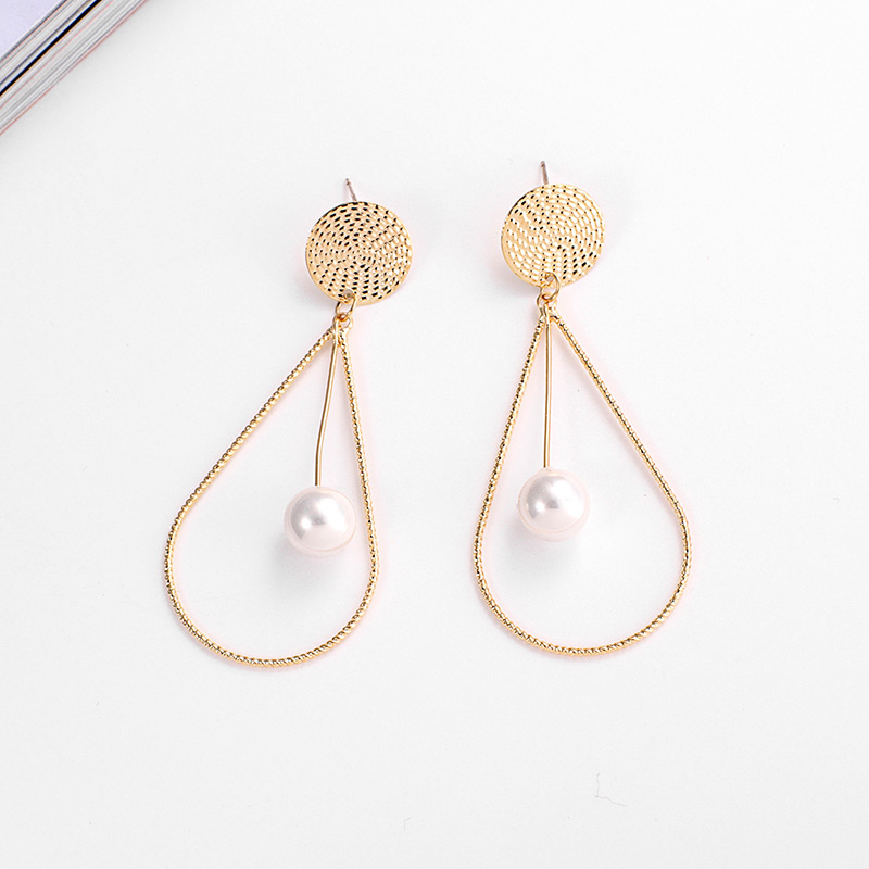 Fashion Gold Color Pearls Decorated Long Earrings,Drop Earrings