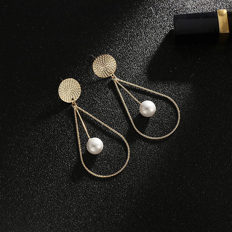 Fashion Gold Color Pearls Decorated Long Earrings,Drop Earrings
