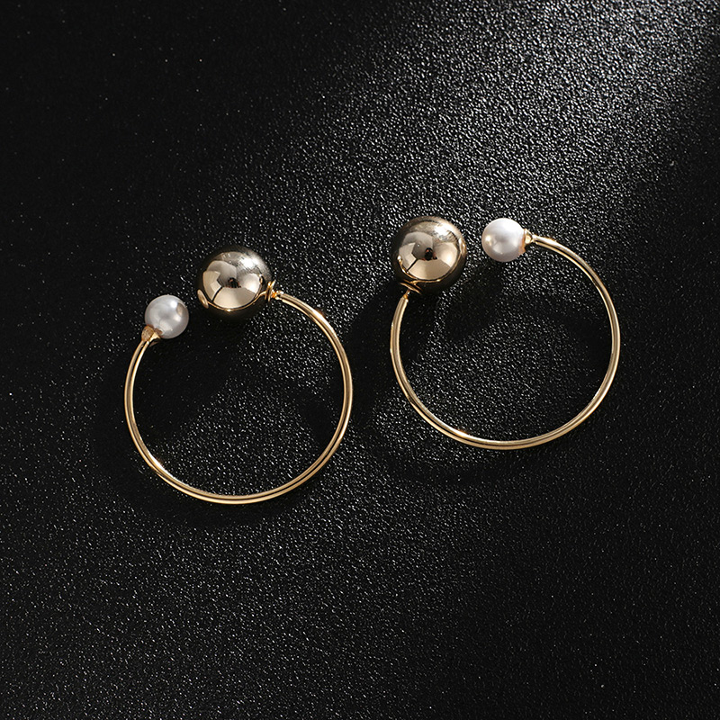 Fashion Gold Color Balls&pearl Decorated C Shape Earrings,Hoop Earrings