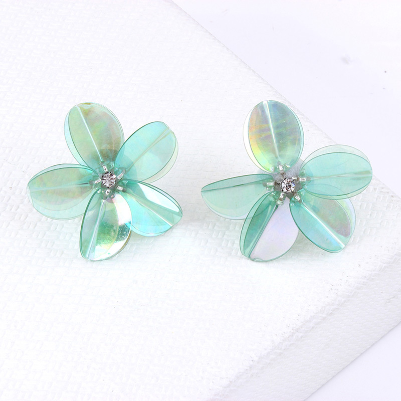 Fashion Green Flowers Decorated Pure Color Earrings,Stud Earrings