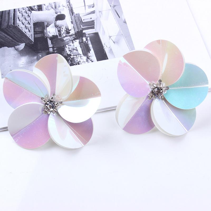 Fashion White Flowers Decorated Pure Color Earrings,Stud Earrings