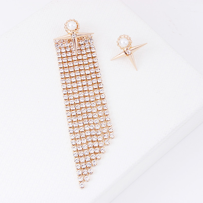 Fashion Gold Color Full Diamond Design Asymmetric Earrings,Drop Earrings