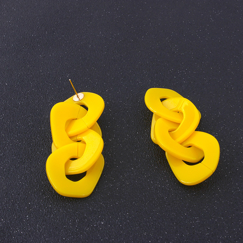 Fashion Yellow Chains Shape Design Pure Color Earrings,Drop Earrings
