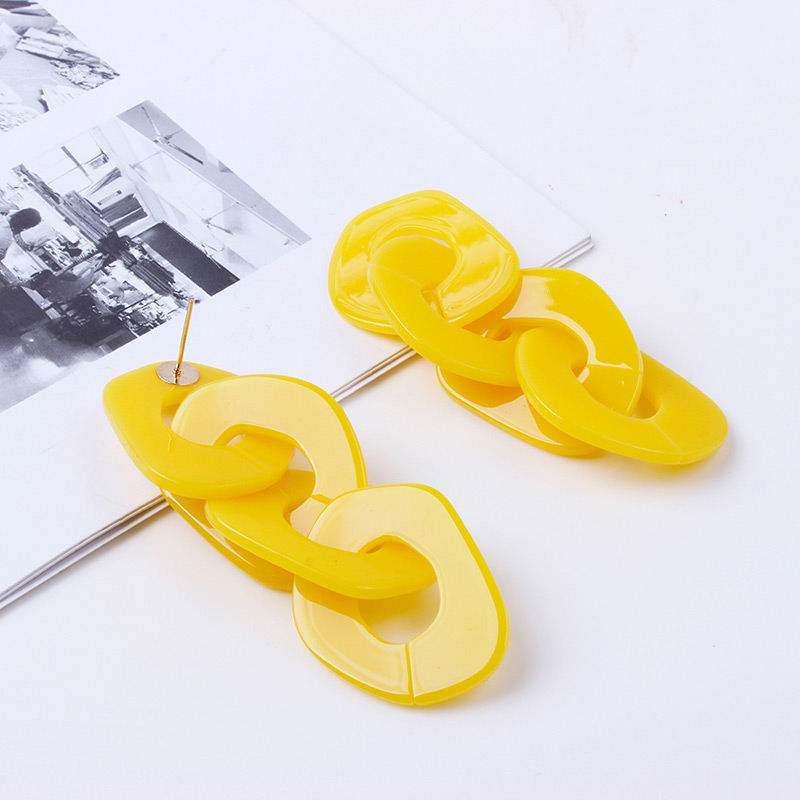 Fashion Yellow Chains Shape Design Pure Color Earrings,Drop Earrings