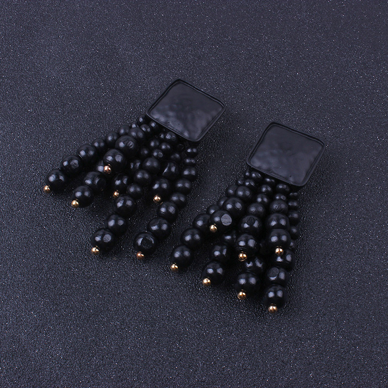 Fashion Black Pure Color Design Tassel Earrings,Drop Earrings