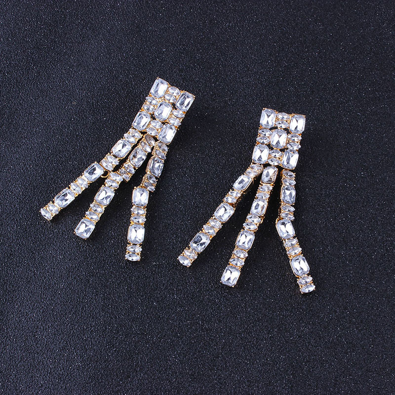 Fashion White Full Diamond Design Long Earrings,Drop Earrings
