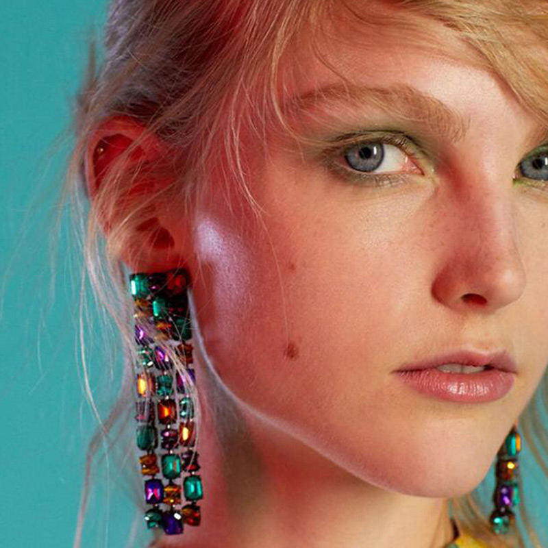 Fashion Multi-color Full Diamond Design Long Earrings,Drop Earrings