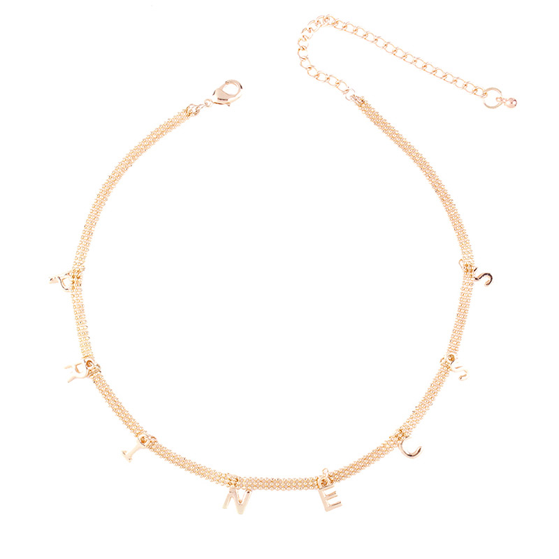 Fashion Gold Color Letter Pendant Decorated Necklace,Pendants
