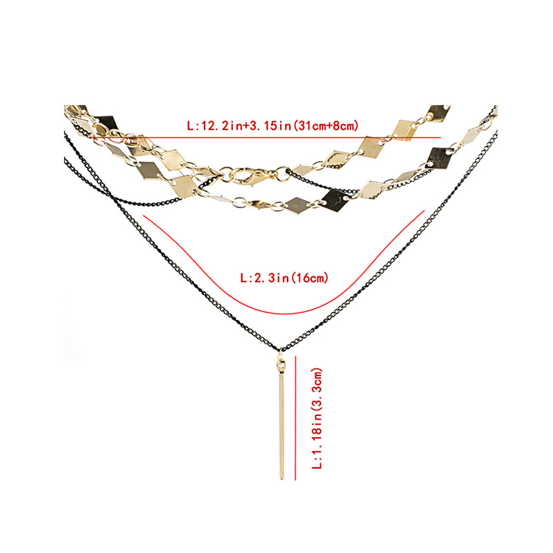 Fashion Gold Color Vertical Shape Pendant Decorated Necklace,Pendants