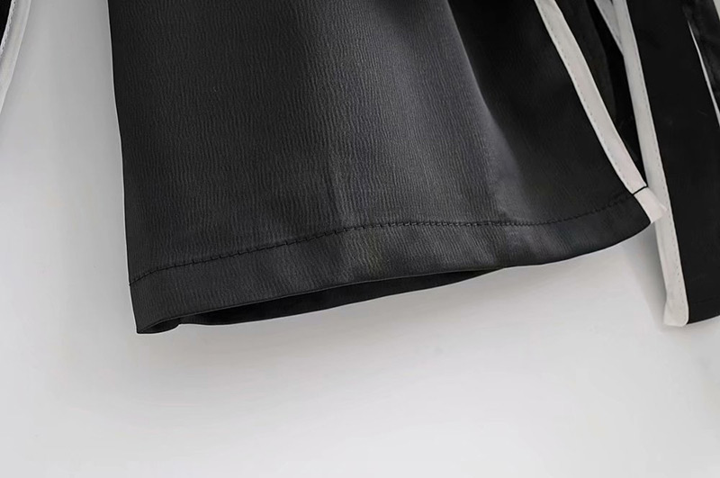 Fashion Black Stripe Pattern Design V Neckline Coat,Coat-Jacket