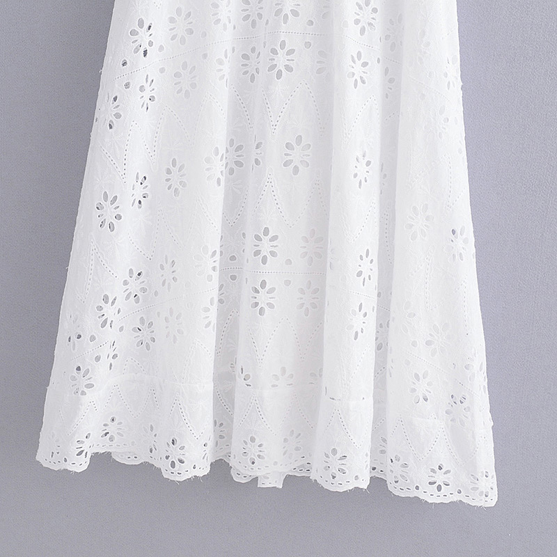 Fashion White V Neckline Design Pure Color Dress,Long Dress