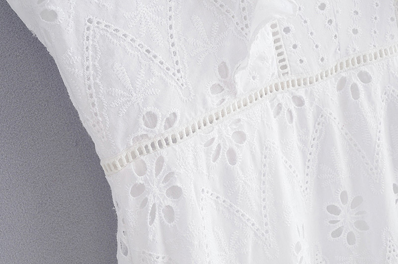 Fashion White V Neckline Design Pure Color Dress,Long Dress