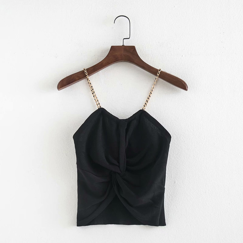 Fashion Black Pure Color Design Suspender Vest,Tank Tops & Camis