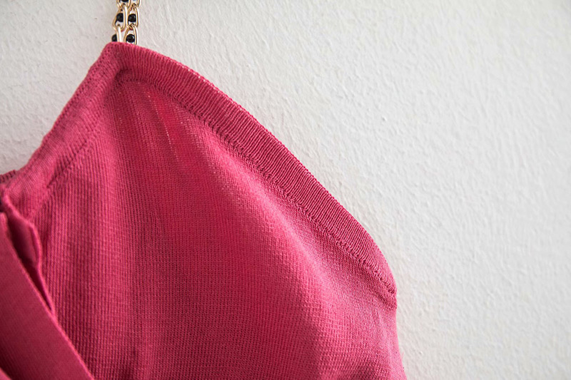 Fashion Plum Red Pure Color Design Suspender Vest,Tank Tops & Camis