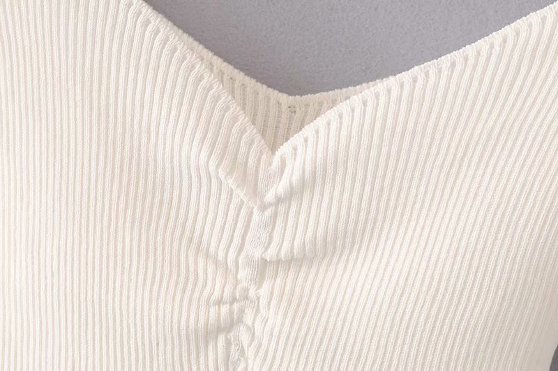 Fashion Khaki Pure Color Design V Neckline Knitted Shirt,Tank Tops & Camis