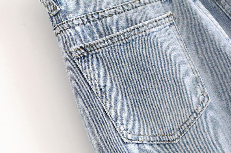 Fashion Blue Hole Shape Decorated Pure Color Jeans,Pants