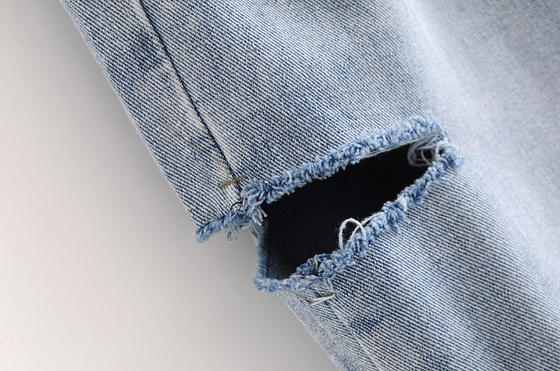 Fashion Blue Hole Shape Decorated Pure Color Jeans,Pants