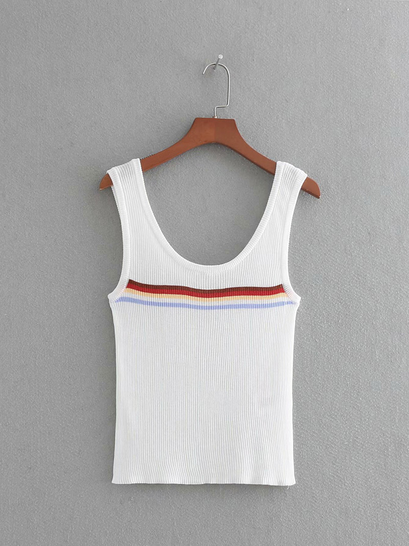 Fashion White Round Neckline Design Simple Vest,Tank Tops & Camis