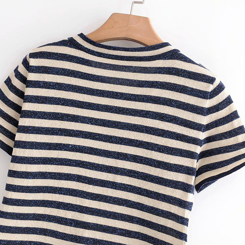 Fashion Black+white Stripe Pattern Design Knitted Shirt,Tank Tops & Camis
