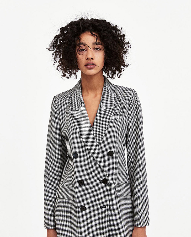 Fashion Gray Grids Pattern Decorated Coat,Coat-Jacket