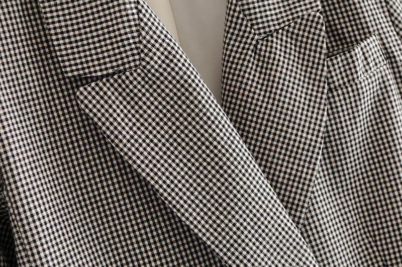 Fashion Gray Grids Pattern Decorated Coat,Coat-Jacket