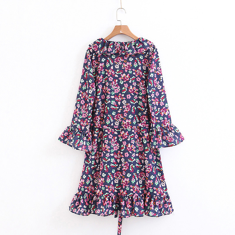 Fashion Purple V Neckkline Design Flower Pattern Dress,Long Dress