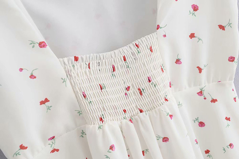 Fashion White Flower Pattern Decorated Dress,Long Dress