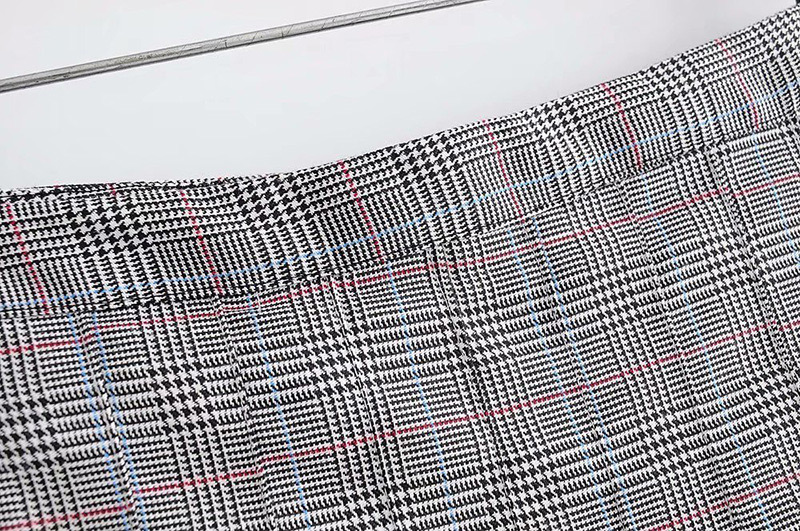 Fashion Gray Grids Pattern Decorated Skirt,Skirts