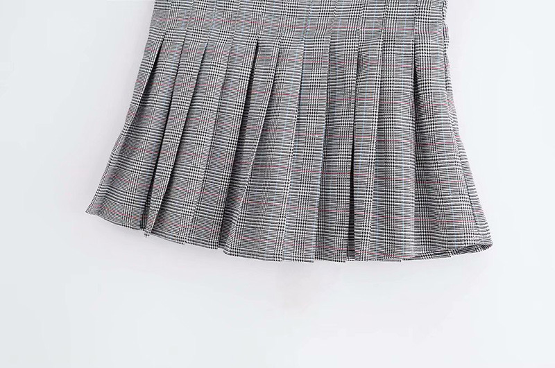 Fashion Gray Grids Pattern Decorated Skirt,Skirts