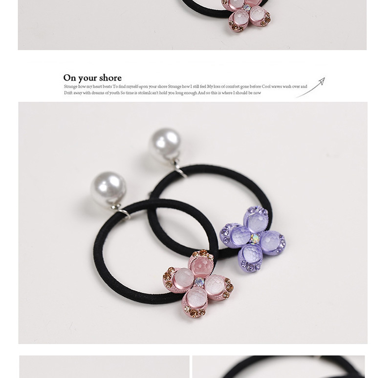 Sweet Purple Pearls&flower Decorated Hair Band,Hair Ring