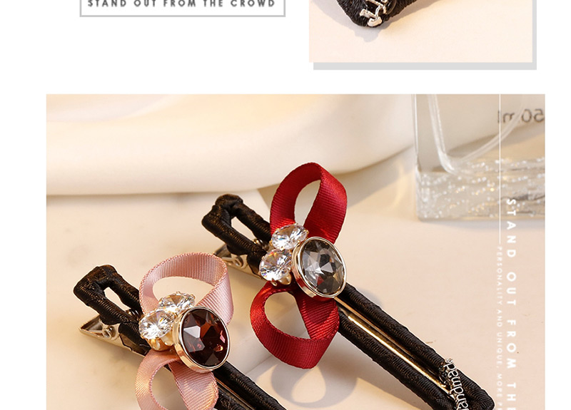 Sweet Claret Red Bowknot&diamond Decorated Hairpin,Hairpins
