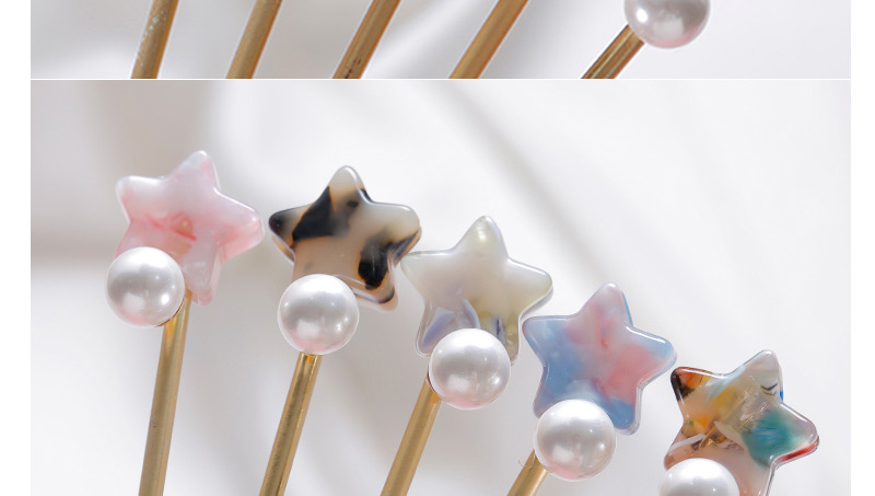 Sweet Blue+pink Pearl&star Shape Decorated Hairpin,Hairpins