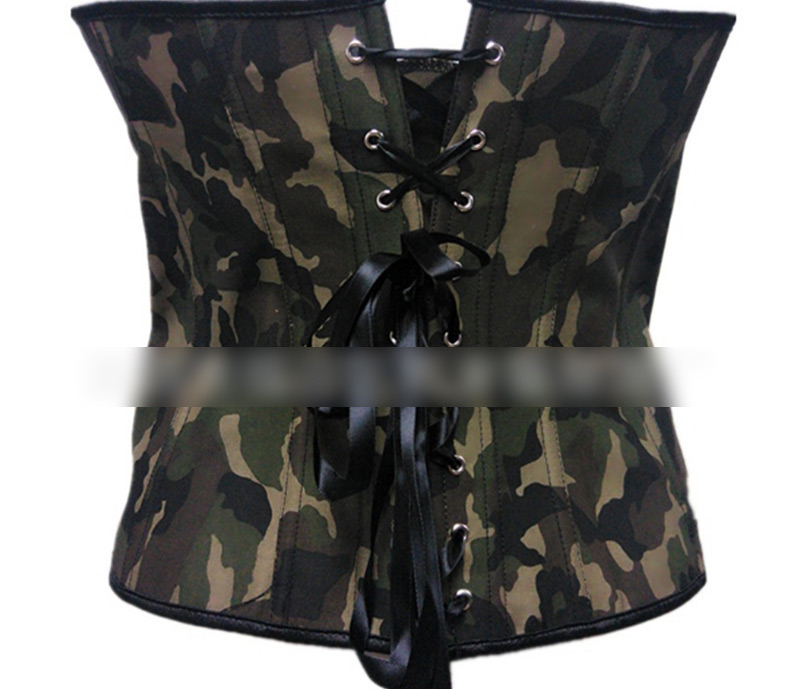 Sexy Olive Camouflage Pattern Decorated Corset,Tank Tops & Camis