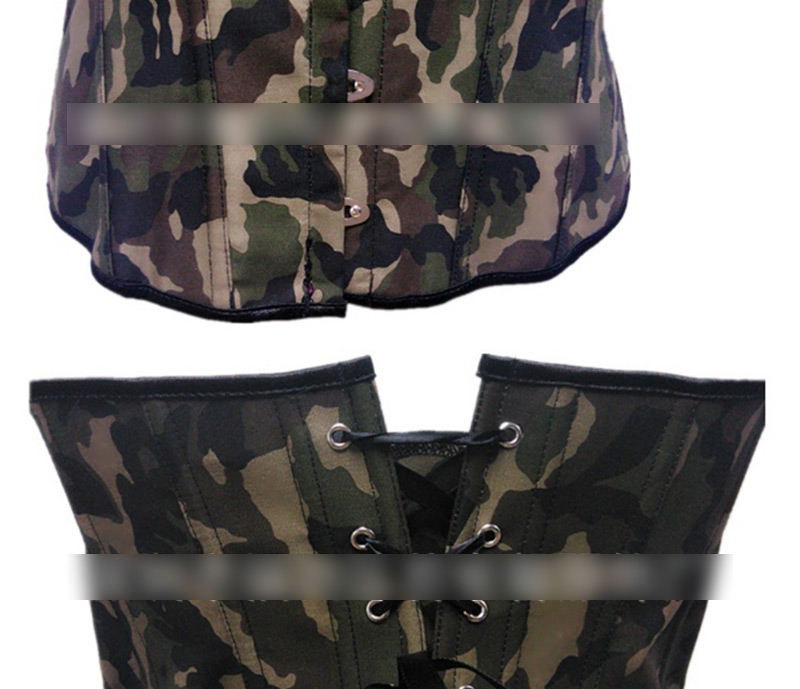 Sexy Olive Camouflage Pattern Decorated Corset,Tank Tops & Camis