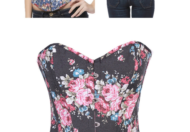 Sexy Blue Flowers Pattern Decorated Corset,Tank Tops & Camis