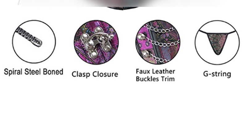 Sexy Purple Chains Decorated Punk Tight Corset,Shapewear