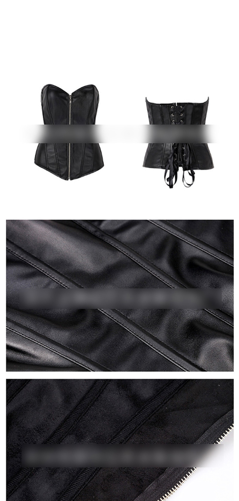 Sexy Black Zipper Decorated Pure Color Corset,Shapewear