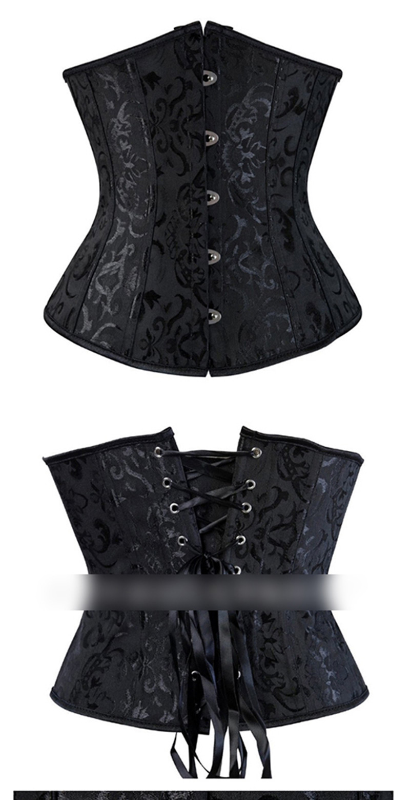 Sexy Black Flowers Pattern Design Strapless Corset,Shapewear