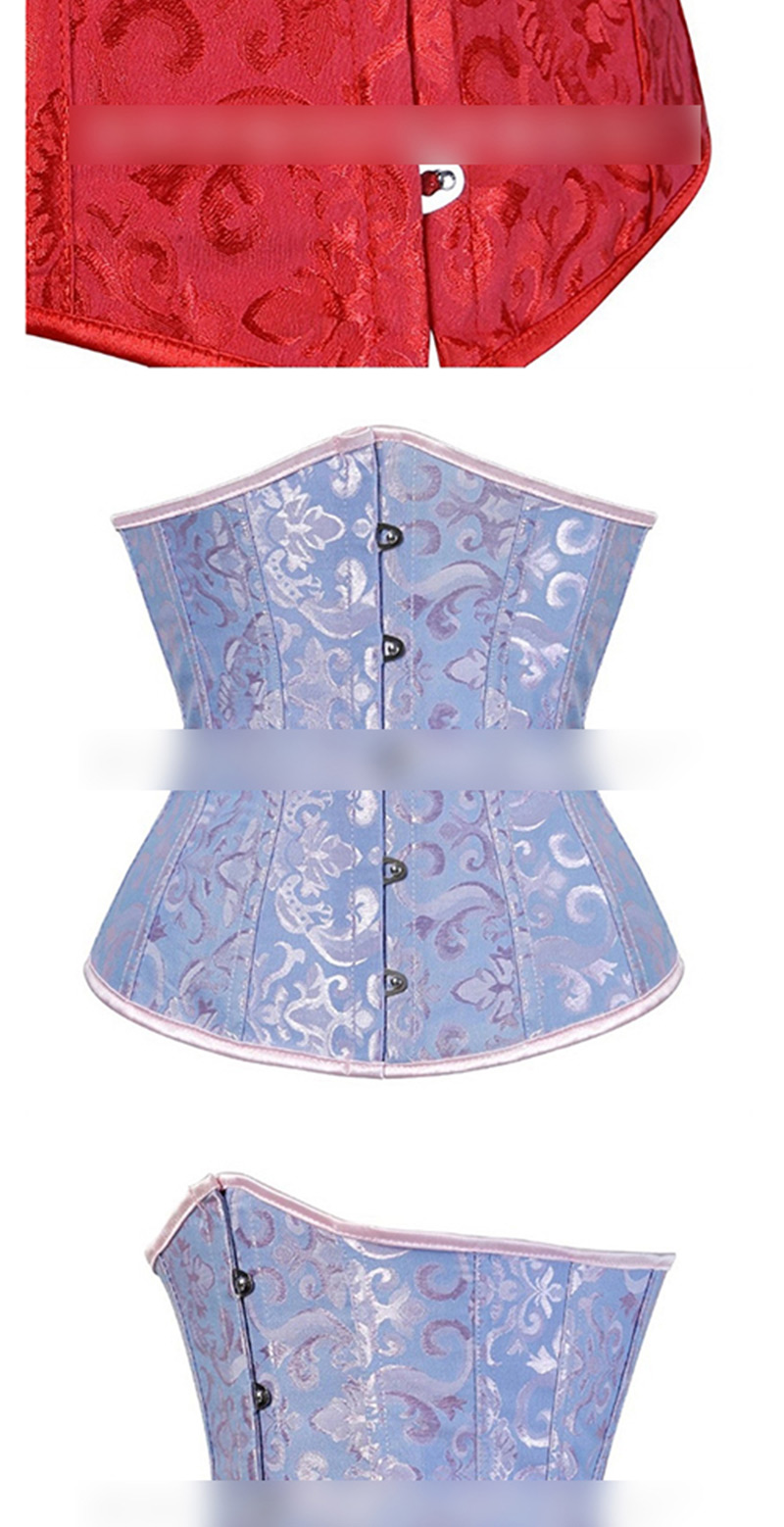 Sexy Blue Flowers Pattern Design Strapless Corset,Shapewear